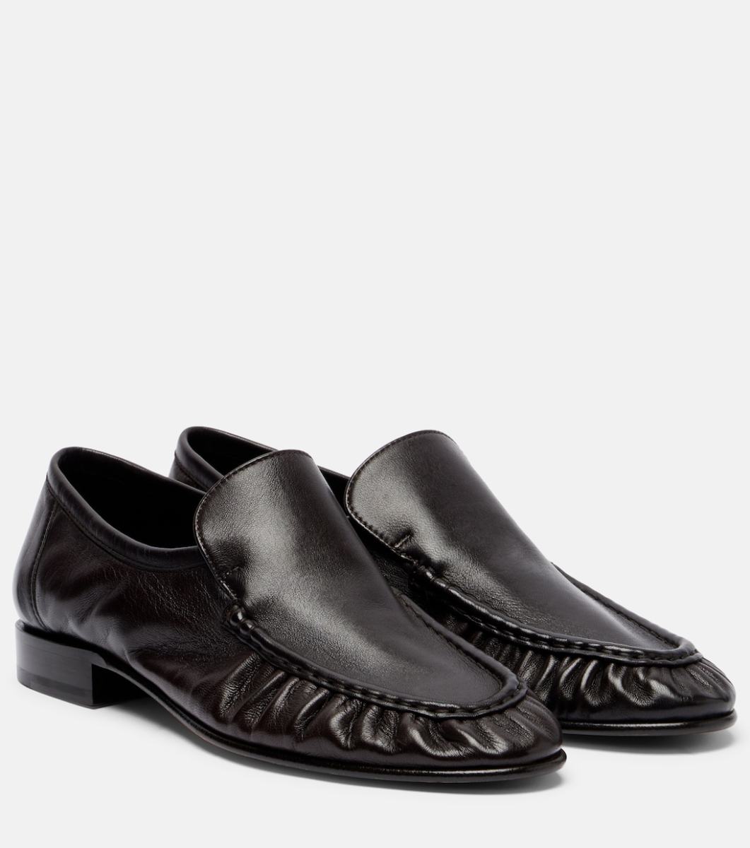The Row Soft ruched leather loafers