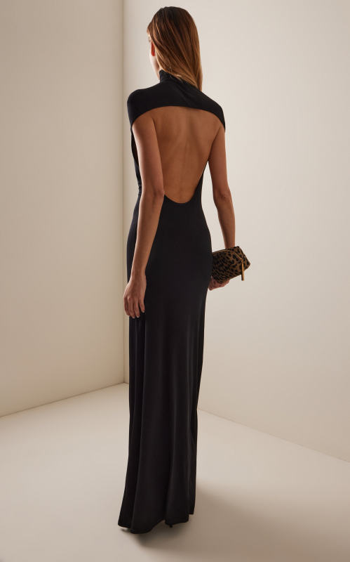 COLLEEN ALLEN Backless Jersey Maxi Dress