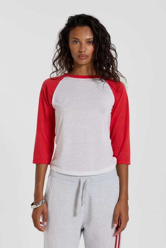 JADED LONDON Red Los Angeles Slim Raglan Top