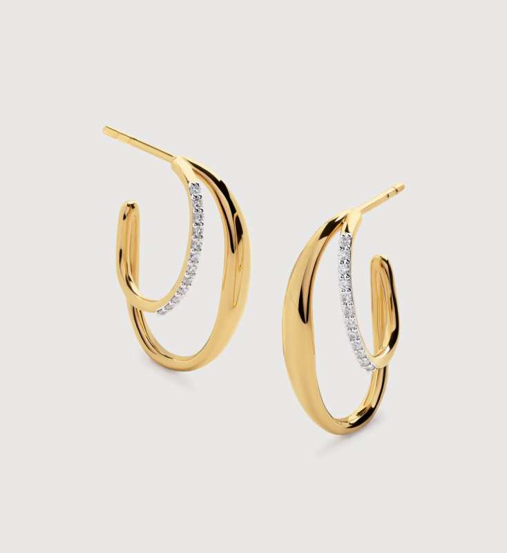 Monica Vinader Nura Wrap Diamond Medium Hoop Earrings