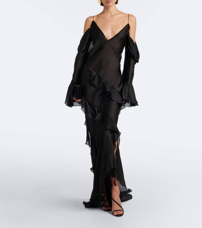 Roberto Cavalli Ruffled silk gown