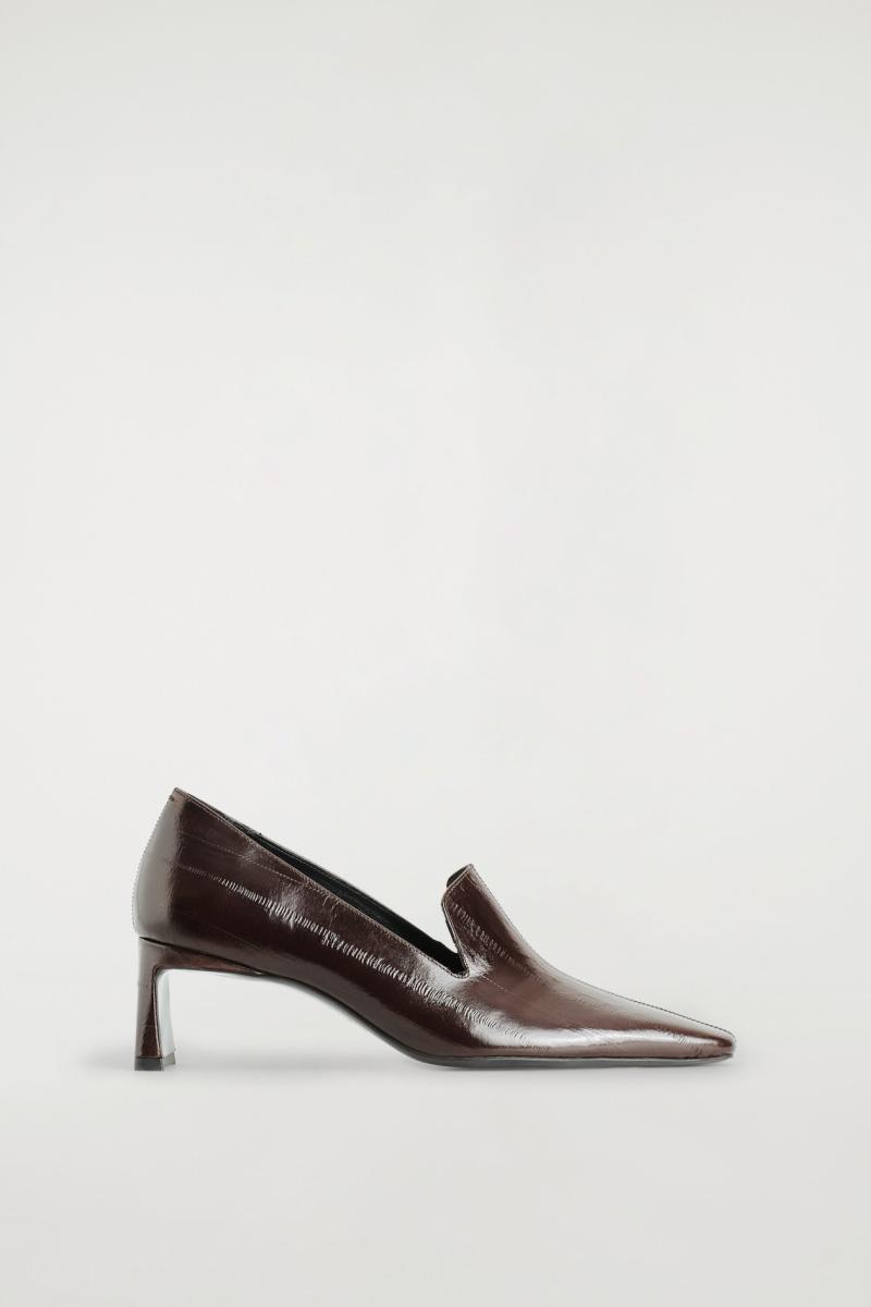 COS ANGULAR LEATHER HEELED LOAFERS