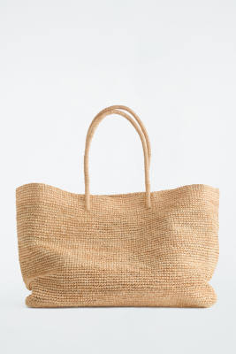 COS OVERSIZED HAND-WOVEN TOTE BAG - RAFFIA