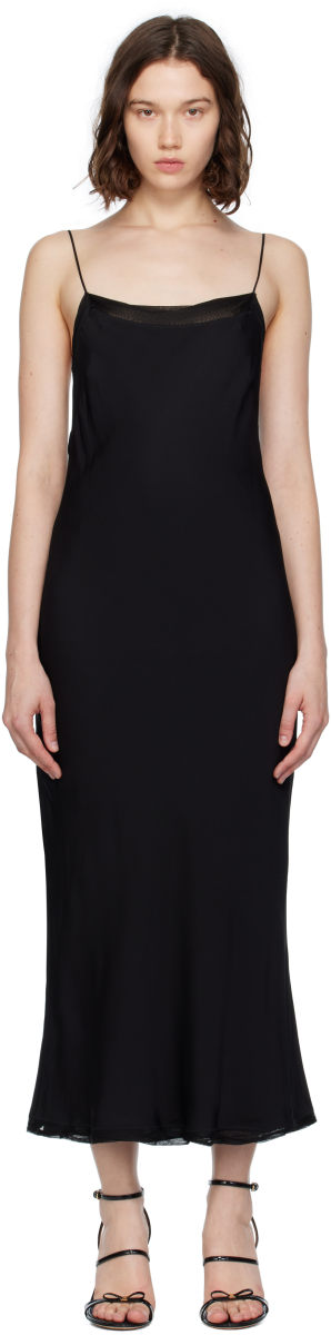 Toteme Black Satin Slip Midi Dress