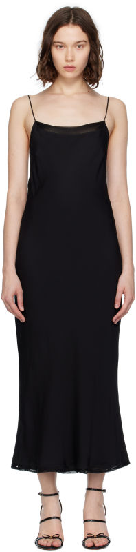 Toteme Black Satin Slip Midi Dress
