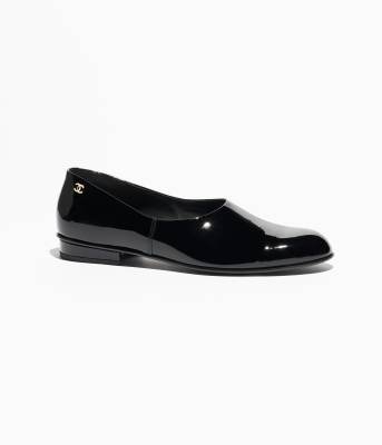 CHANEL Moccasins Patent Calfskin  Black