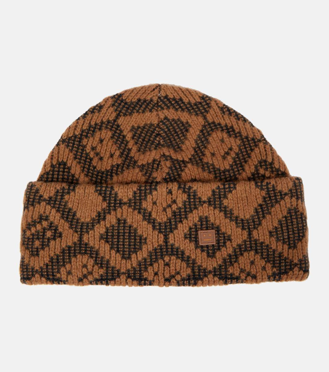 Acne Studios Face Tiles cotton and wool beanie
