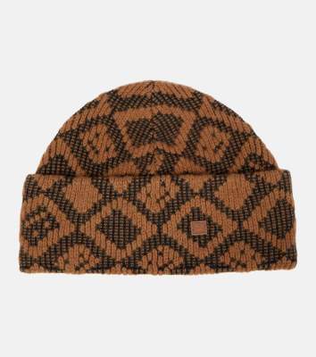 Acne Studios Face Tiles cotton and wool beanie