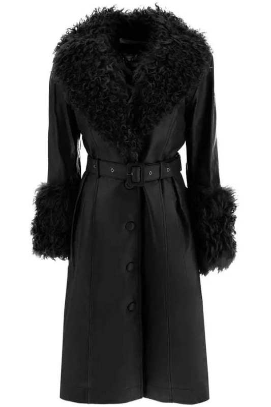 Saks Potts Foxy leather and shearling long coat