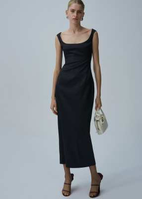 MAGDA BUTRYM Round neck midi dress in black