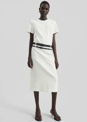 The Frankie Shop Kaniva Double Belt Loop Midi Dress - Ivory