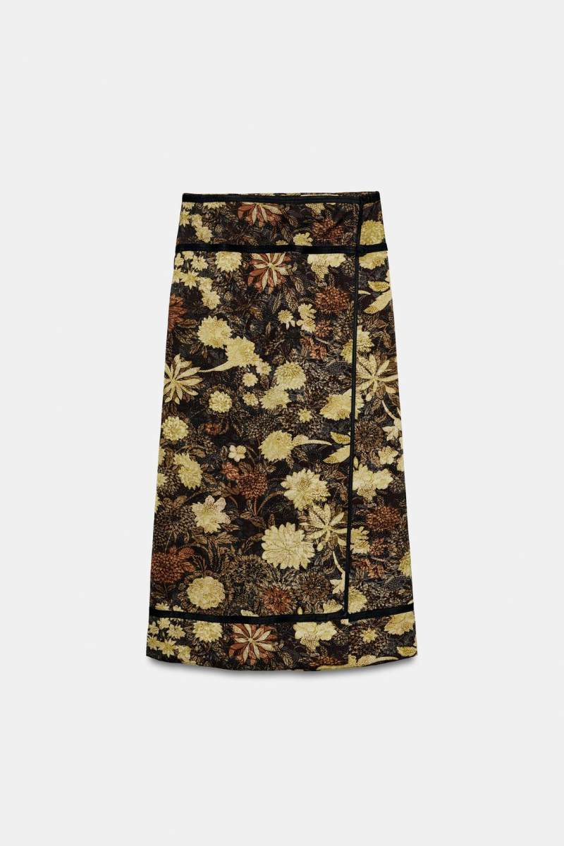 ZARA ZW COLLECTION FLORAL WRAP SKIRT