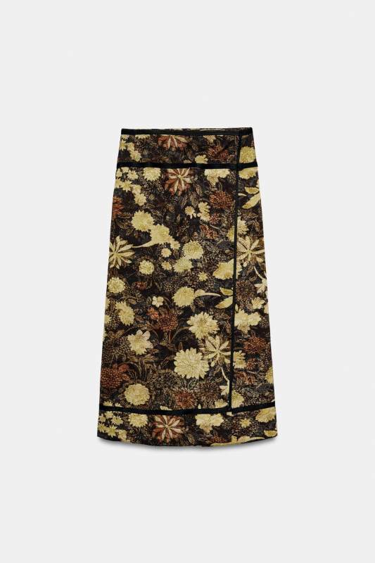 ZARA ZW COLLECTION FLORAL WRAP SKIRT
