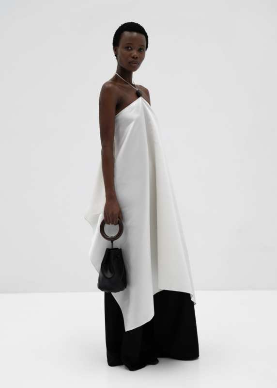 DIANA MILKANOVA Silk Oversized Top in ivory