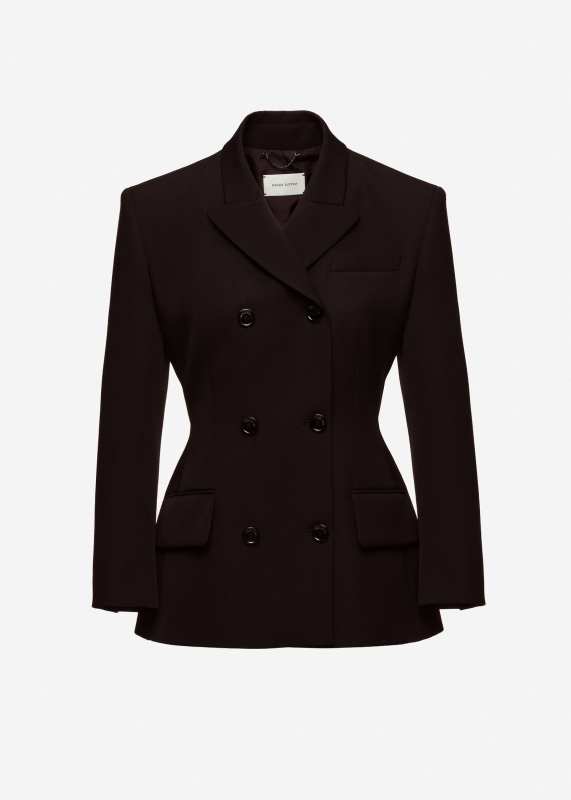 MAGDA BUTRYM Double-breasted wool tailored blazer in dark brown