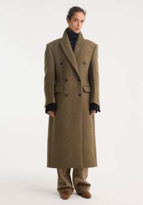 ROHE hourglass wool coat | forest melange