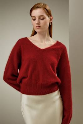 LILYSILK Brushed V-Neck Cashmere Sweater