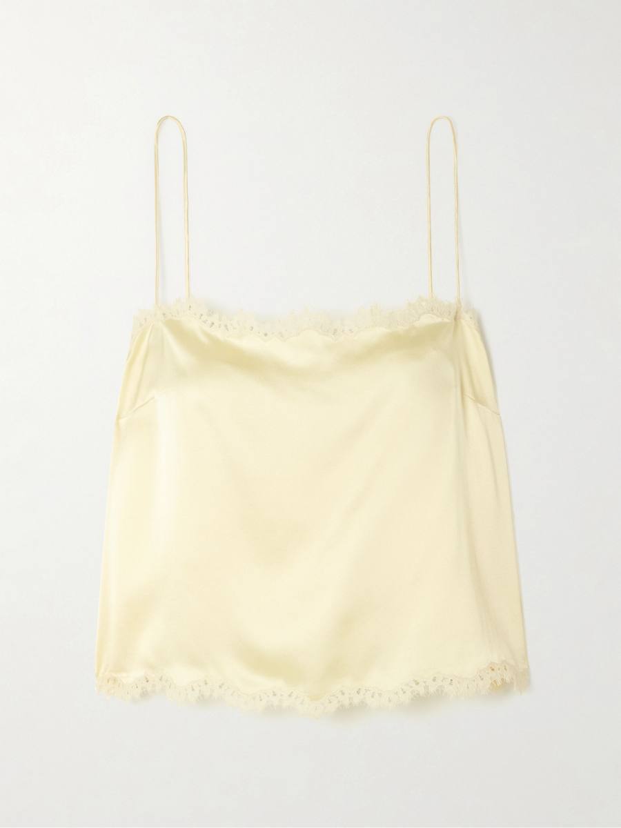 DOEN Loure lace-trimmed silk-satin top