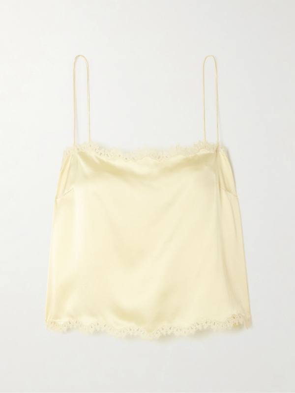 DOEN Loure lace-trimmed silk-satin top