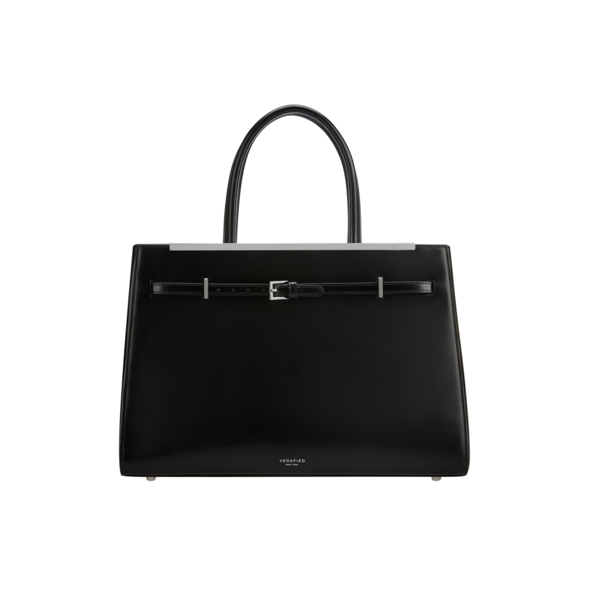 VERAFIED Noir Leather Book Tote Bag 33