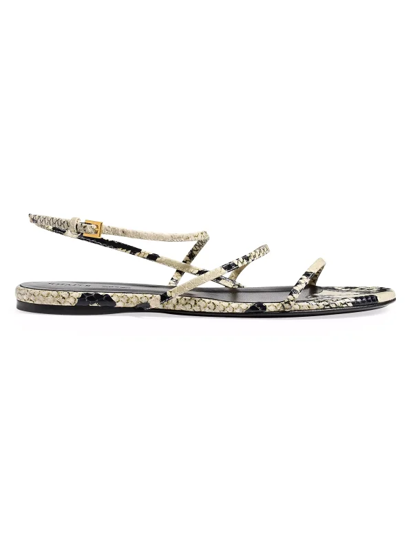 Khaite Loop Snake-Embossed Leather Sandals
