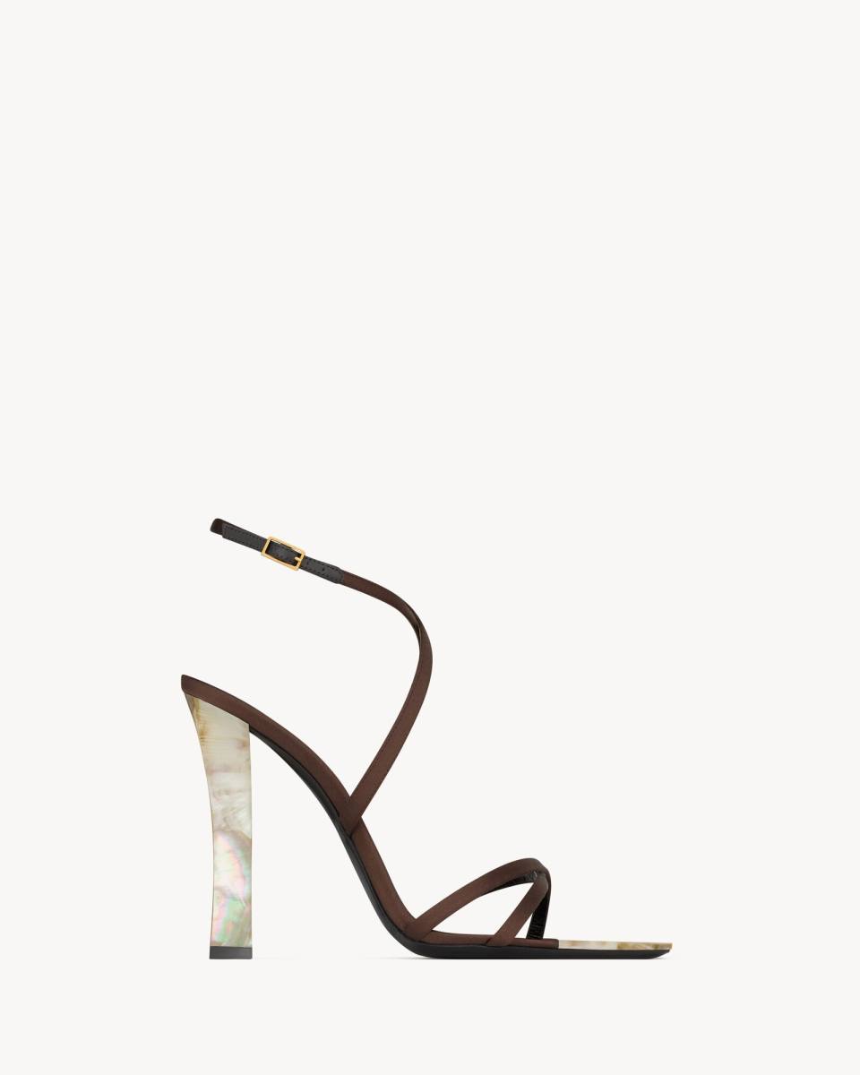 Saint Laurent LUTETIA sandals in satin crepe and mother-of-pearl