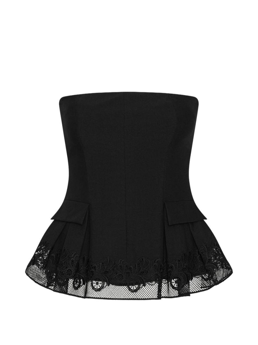 ROTATE peplum bustier top black