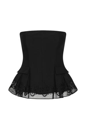 ROTATE peplum bustier top black