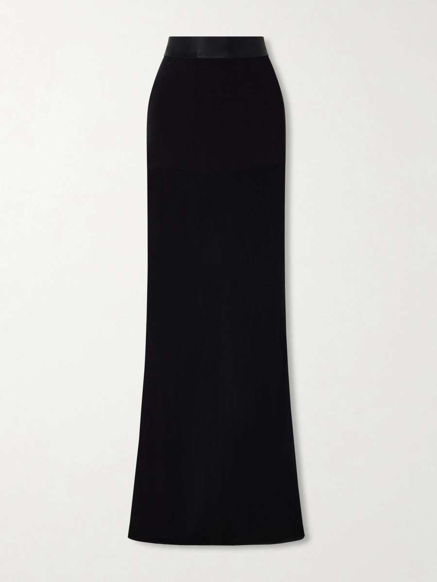 Gucci Satin-trimmed crepe-jersey maxi skirt