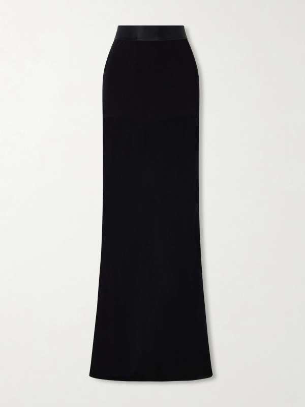 Gucci Satin-trimmed crepe-jersey maxi skirt