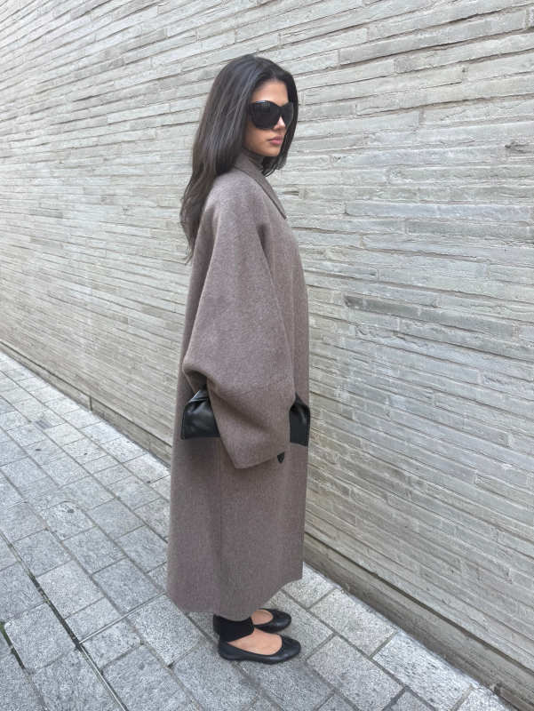 MARCÉLA LONDON Neve Cocoon Coat Taupe