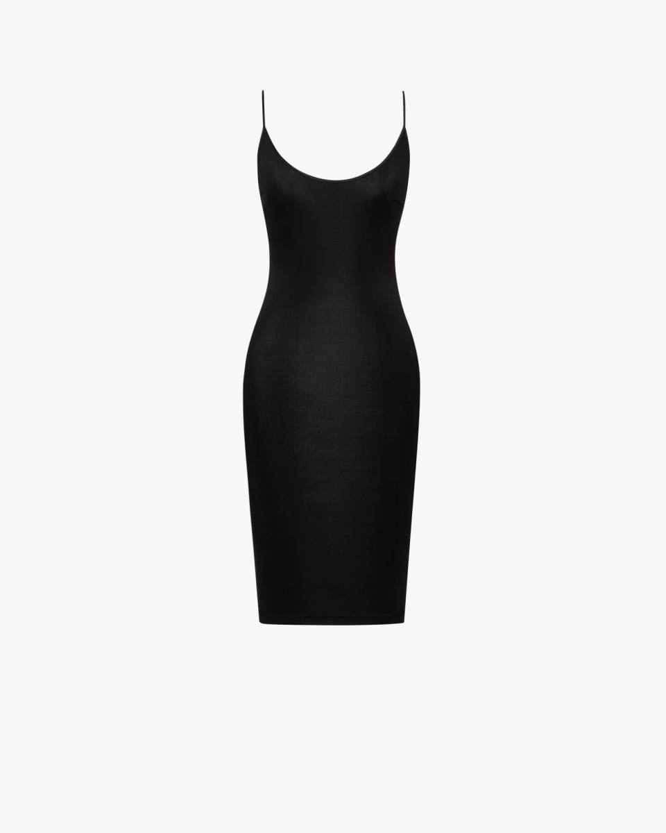 Saint Laurent CASSANDRE open-back dress in ribbed knit