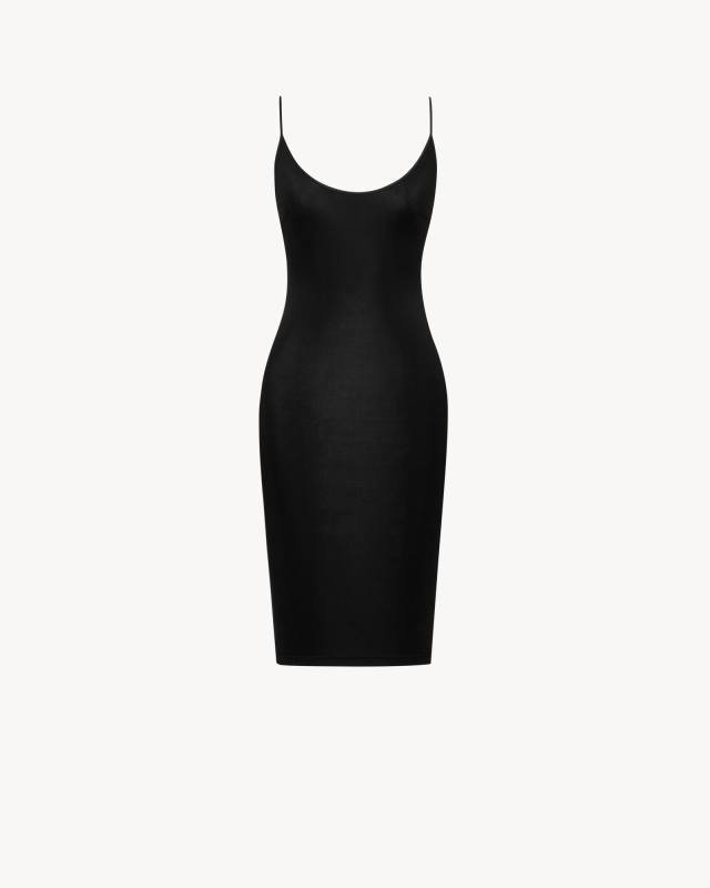 Saint Laurent CASSANDRE open-back dress in ribbed knit