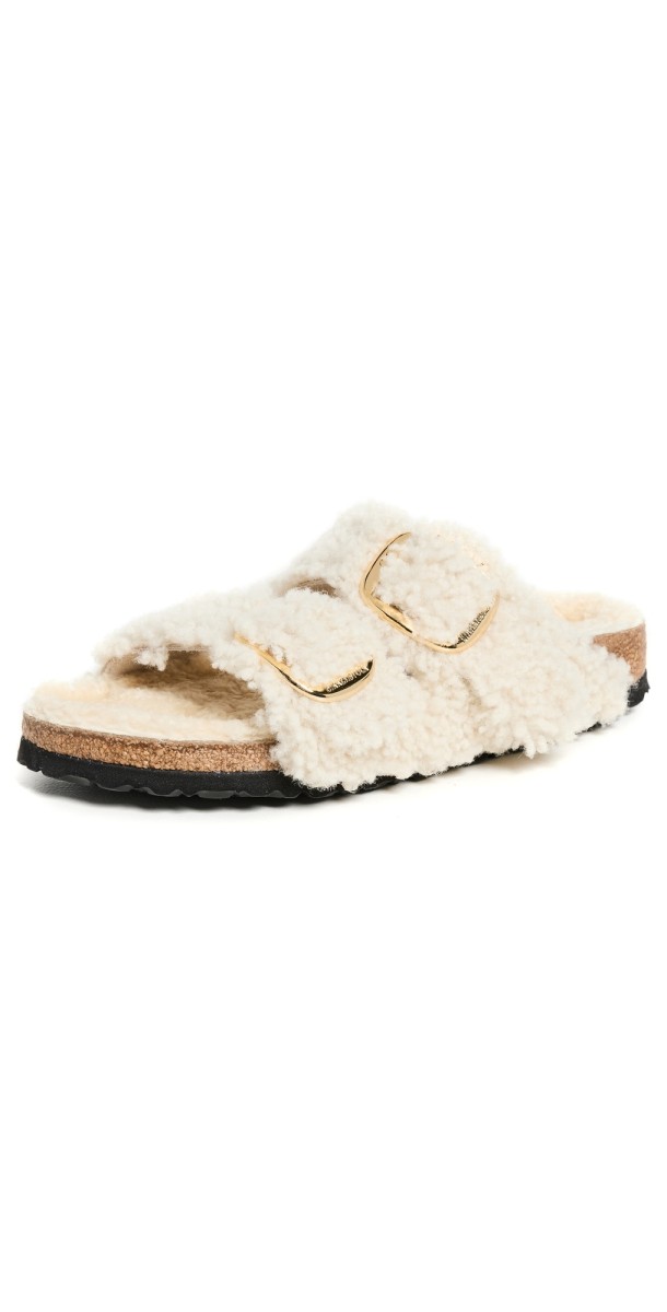 Birkenstock Arizona Big Buckle Teddy Sandals Eggshell
