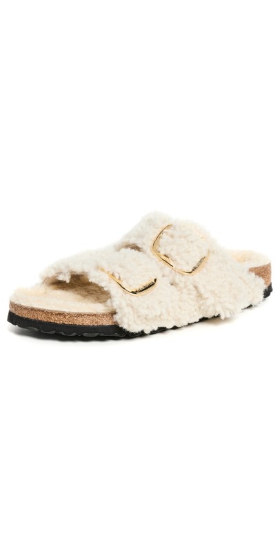 Birkenstock Arizona Big Buckle Teddy Sandals Eggshell