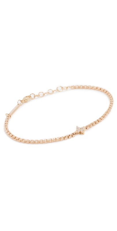 Zoe Chicco 14k Gold Quad Prong Set Chain Bracelet Gold
