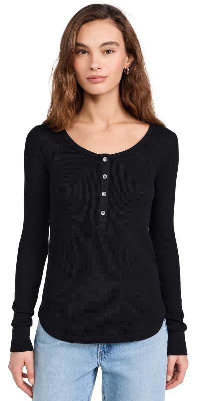 Madewell Waffle Henley Jet Black