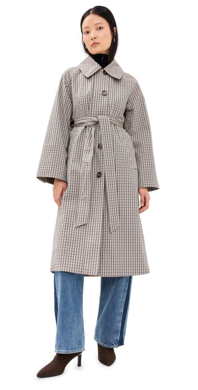 Barbour Barbour Beatrix Check Showerproof Trench Coat Sky Micro Check