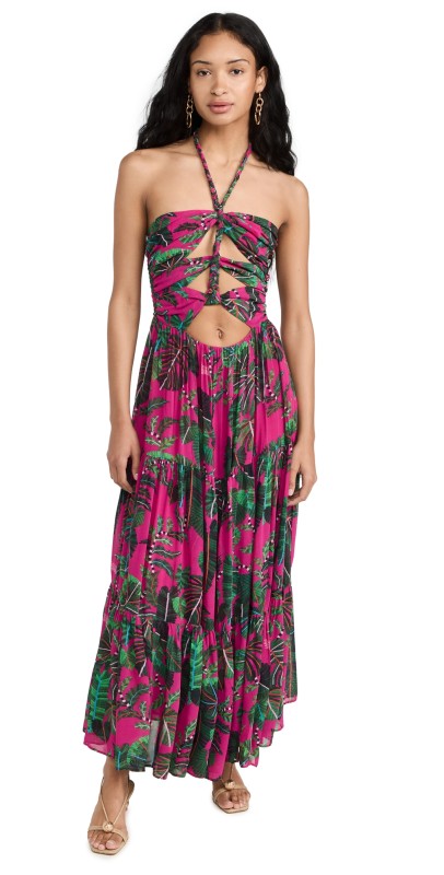FARM Rio Leaves Pink Maxi Dress Leaves Pink