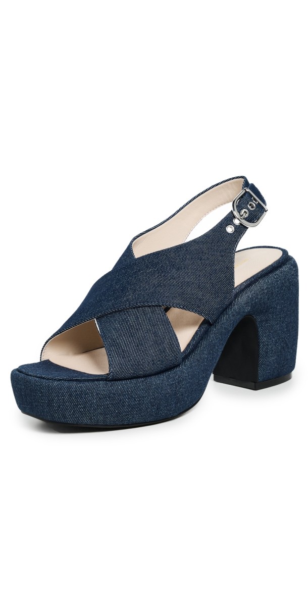 Intentionally Blank Mindy Heeled Sandals Rinse Denim