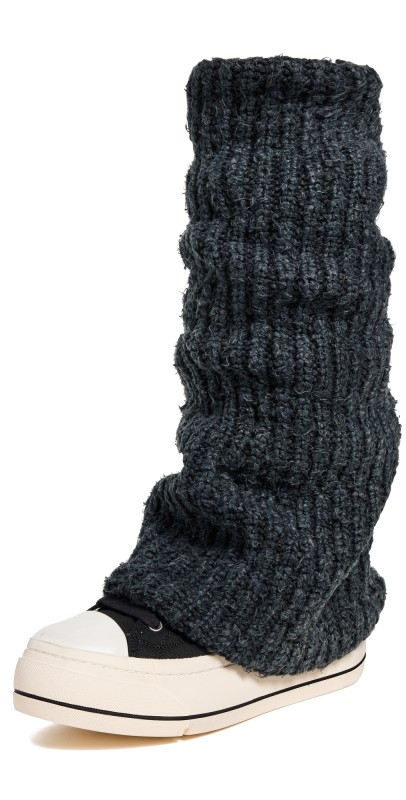 R13 Kurt High Top Sneakers With Warmer Washed Black Half Cardigan