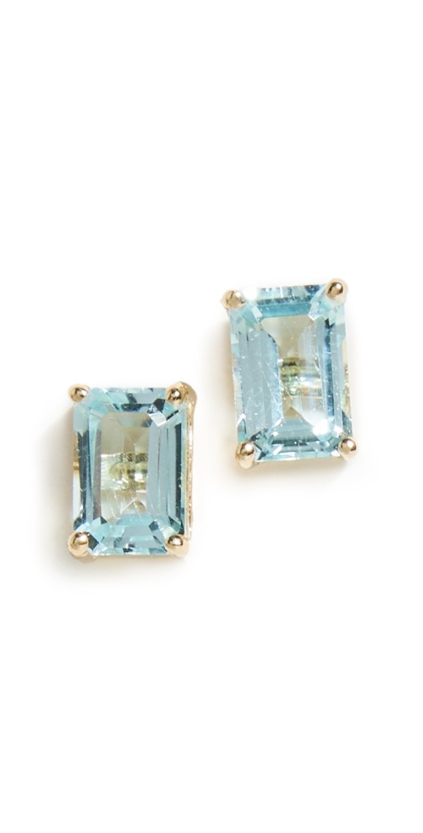 Kalan by Suzanne Kalan 14k Amalfi Blue Topaz Emerald Cut Studs 14k Yellow Gold/Blue Topa
