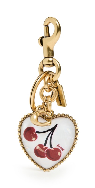 Coach Resin Vintage Heart Cherry Bag Charm Keychain Chalk Mult