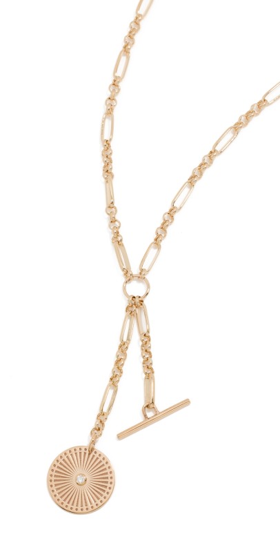Zoe Chicco 14k Bezel Diamonds Lariat Necklace Yellow Gold