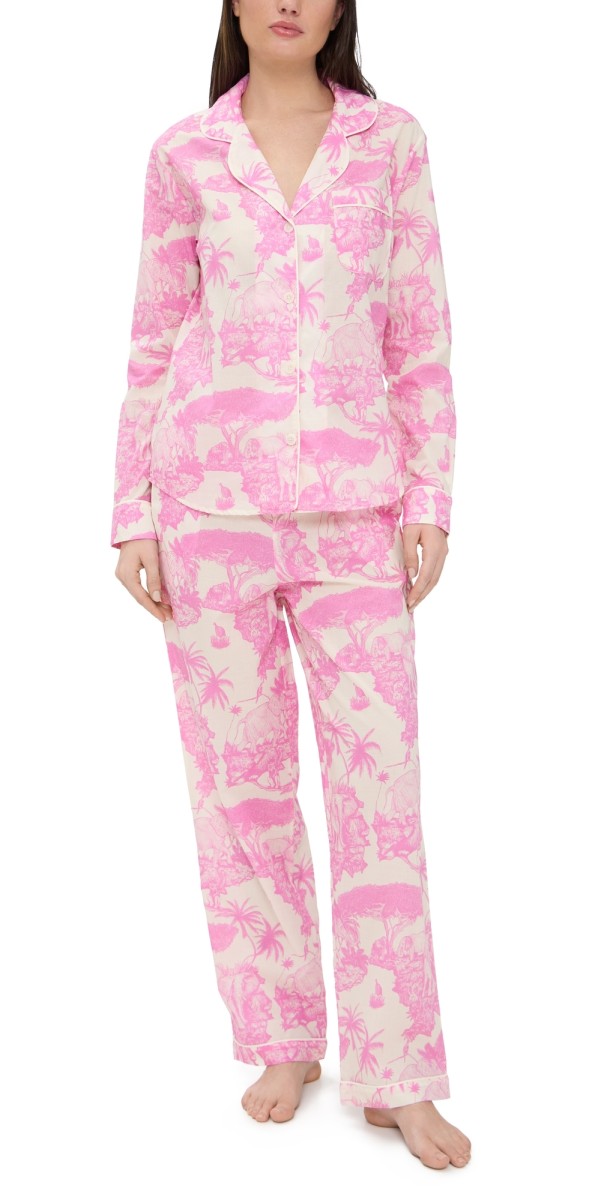 Desmond & Dempsey Long Pajama Set Pink