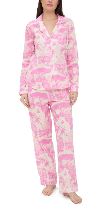 Desmond & Dempsey Long Pajama Set Pink