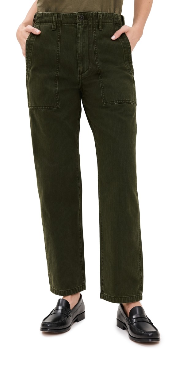 Alex Mill Neil Herringbone Pants Military Olive