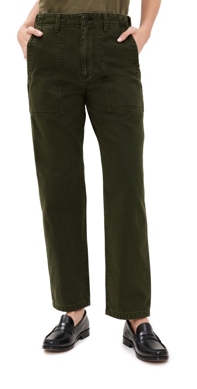 Alex Mill Neil Herringbone Pants Military Olive