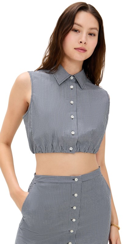 FRAME The Check Top Navy Multi