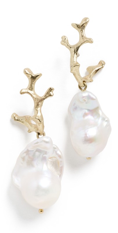 ALÉMAIS Reverie Pearl Coral Drop Earrings Gold